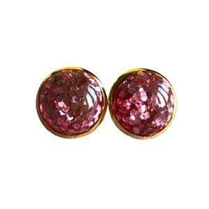 Pink & Gold Glitter Bomb Stud Earrings!